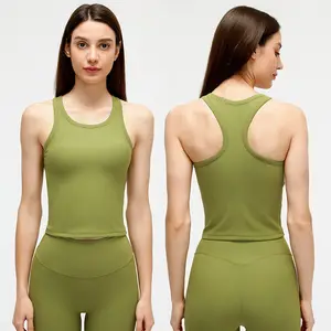 SHINBENE RIBBED Exercise Gym Crop Tops Stretch Sport Yoga Vest Athletic Womens Workout Clothes