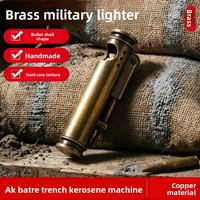 Briquet à pétrole haut de gamme en laiton massif, style trench vintage, coupe-vent, modèle nostalgique européen-américain