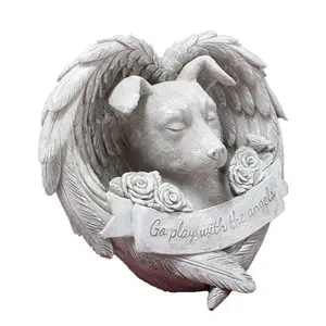 Wholesale Pet keepsake Resin crafts puppy monument kitten pet angel wings tombstone wholesale cat and dog angel ornaments