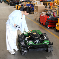 Tondeuses à gazon robotisées à chenilles en caoutchouc, télécommandées, à moteur essence, de qualité industrielle, durables, pour terrains en pente et zones aluvionaires