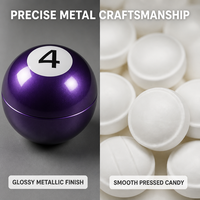 Boîte en métal en forme de boule de billard pour bonbons pressés, nouveauté, bonbons durs en tablettes pressées pour cadeaux de fête