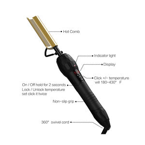 Digitale professionale 200-500F Curvo <span class=keywords><strong>Barba</strong></span> di Calore Pettini Raddrizzatore Dei Capelli <span class=keywords><strong>Spazzola</strong></span> Elettrica Premendo Hot Pettine <span class=keywords><strong>per</strong></span> il Nero Naturale Dei Capelli - Product Image 4