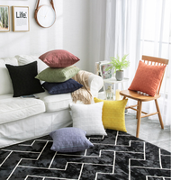 Housse de coussin carrée à carreaux tridimensionnels en fibre de polyester de couleur unie ; Coussin de canapé ; Coussin de fenêtre moderne et simple