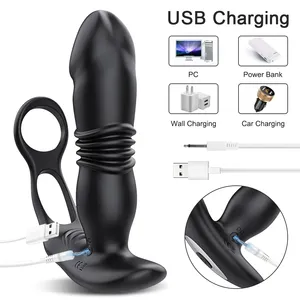 Erkekler ve kadınlar için uzaktan kumanda Anal vibratör, teleskopik ve titreşim ile prostat masaj aleti, zevk için silikon Anal Plug - Product Image 3