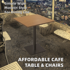 Table de café commerciale en gros, plateau carré en bois, base en métal, table de salle à manger pour restaurant - Product Image 2