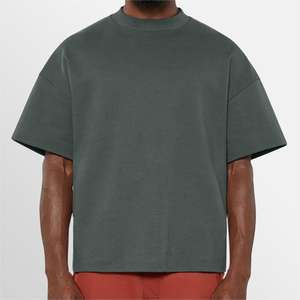 Vente chaude nouveau Streetwear col montant blanc hommes surdimensionné t-shirts fabricant OEM 100% coton 250 Gsm poids lourd t-shirt - Product Image 5