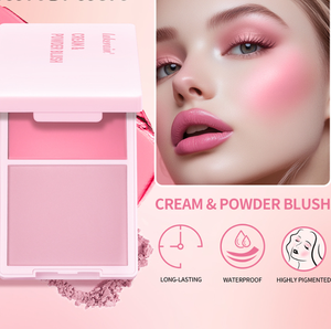 ลดราคาสุดคุ้ม! บลัชออน 2 in 1 เนื้อครีมและแป้ง 5 สี ไฮไลท์เตอร์ บลัชออน คอนทัวร์ พาเลท - Product Image 4