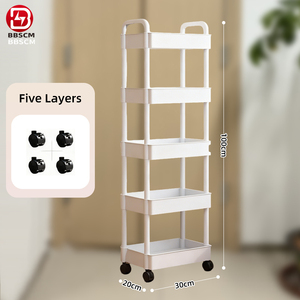 Wheeled Mobile Storage Rack <b>Trolley</b> Organizer <b>Plastic</b> Kitchen Organizers Household Cart Mobile <b>Trolley</b> Toilet Rack Home Supplies - Product Image 3