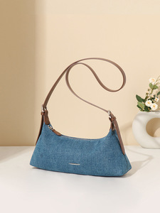 Sac fourre-tout en toile denim grande capacité pour <span class=keywords><strong>femme</strong></span> 2026 - Nouveau modèle avec fermoir magnétique en polyester, porté épaule ou sous le bras, idéal pour l'université - Product Image 3