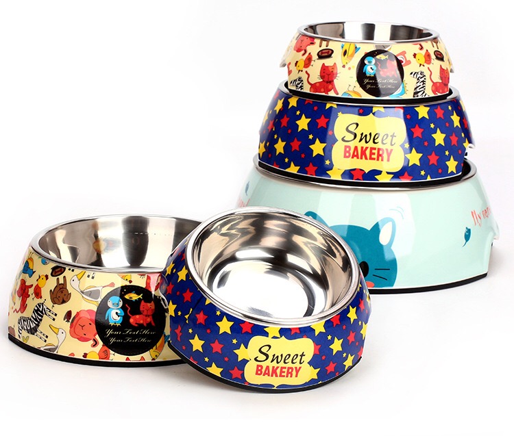 Wholesale Custom Double Wall Melamine dog bowl stainless steel with Non-slip Bottom dog food bowl