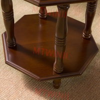 Support à plantes octogonal rustique à 3 niveaux avec pieds tournés, étagère de présentation en bois massif pour pots, table d'appoint compacte pour chambre et bureau