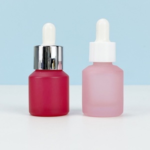 15ml 30ml Paint Color Pink Black Essential Oil <b>Bottle</b> Cosmetic Packaging Frosted Slanted Shoulder Glass <b>Bottle</b> with Dropper Cap - Product Image 2