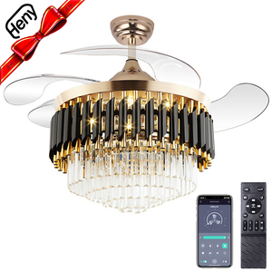 Ventilateur de plafond noir doré avec éclairage, moteur DC, télécommande, 6 vitesses, intensité variable, ventilateurs de plafond <span class=keywords><strong>Samsung</strong></span> - Product Image 1