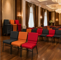 Chaise empilable et emboîtable en métal rembourrée pour théâtre, auditorium, conférence, hôtel, banquet, église – Vente en gros et en vrac pour usage commercial