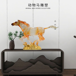 Escultura de resina de cristal de caballo galopando, figura artística para decoración de oficina y hogar, 820x190x520mm - Product Image 5