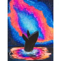 Kits de arte abstracto de diamante 5D Diy, cuadro de lienzo bordado de delfín de mar