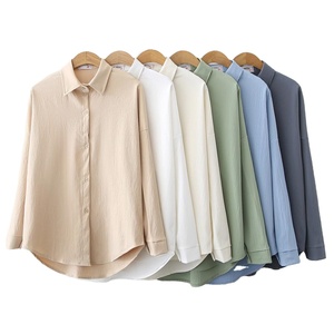 All'ingrosso di nuove camicie da <span class=keywords><strong>donna</strong></span> semplici camicette a maniche lunghe camicie tinta unita tinta unita Plus Size <span class=keywords><strong>vestiti</strong></span> da <span class=keywords><strong>donna</strong></span> - Product Image 1
