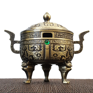 Brûleur d'encens portable en alliage métallique avec incrustations de pierres précieuses, pour encens Ciol et bois de santal, prix d'usine - Product Image 1
