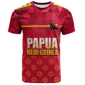 Sublimation Papouasie-Nouvelle-Guinée T-Shirt personnalisé à manches courtes PNG Tribal <span class=keywords><strong>Mélanésie</strong></span> Sport Style Surdimensionné Col Rond T-shirts - Product Image 2