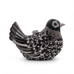 Borsa da ballo in cristallo a forma di fiore di rosa borsetta con borsetta in cristallo glitterato pochette - Product Image 2