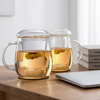 Tasse à thé individuelle en verre avec infuseur et couvercle, en verre borosilicate de haute qualité, pour séparer le thé de l'eau, idéale pour le bureau et la maison