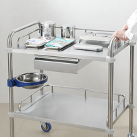 Chariot médical portable à quatre roues en acier inoxydable épaissi, robuste, pour outils de traitement