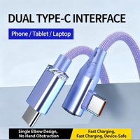 Câble coudé USB 3.2 Type-C vers Type-C 120W 6A à charge rapide, blindage en nylon tressé, pour iOS iPhone 15/16, ordinateur, imprimante, lecteur de codes-barres