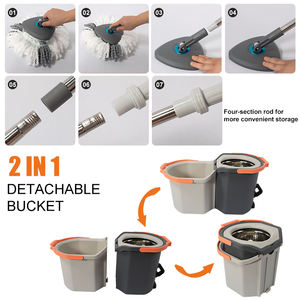 Fregona fácil y fregona de limpieza con diseño antiobstrucción, fregona giratoria para depilación y limpieza de áreas de alto tráfico - Product Image 3