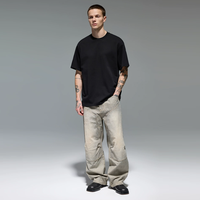 T-shirt pour homme de luxe surdimensionné 280 GSM, coupe ample, impression personnalisée en silicone, 100% coton lourd