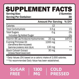 Gomitas de aceite de onagra de 1300mg para mujer, suplemento de alivio de vitamina B6 PMS, antioxidante, apoya la salud de la piel, sabor a <span class=keywords><strong>fresa</strong></span> - Product Image 3