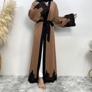 Abito da donna con ricamo in pizzo aperto Abaya Ramadan <span class=keywords><strong>abbigliamento</strong></span> islamico Dubai - Product Image 1