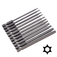 YLWRAP – jeu de 11 embouts de tournevis hexalobulaires, 100mm, magnétiques, résistants à la rouille, avec trou central, en acier allié, pour la réparation automobile