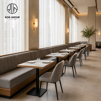 Ron Group Solution Complète pour Hôtels et Restaurants : Table Carrée en Marbre et Bois, Chaise en Tissu, Banquette Rembourrée en Velours