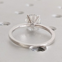 0,5-3 Karat runder Solitär-Verlobungsring mit sechs Krappen aus im Labor gezüchtetem Diamanten, 10K/14K/18K massives Weißgold, IGI-zertifiziert, CVD/HPHT, individuell anpassbar