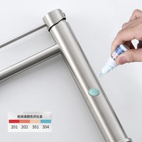 Robinet de lavabo en acier inoxydable 304 à poignée unique avec cartouche céramique, pour montage sur comptoir, hauteur WC, double commande chaud/froid