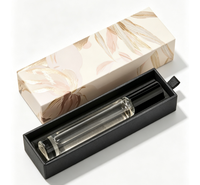Boîte en papier rigide de luxe à tiroir coulissant floral avec ruban pour flacon de parfum roll-on