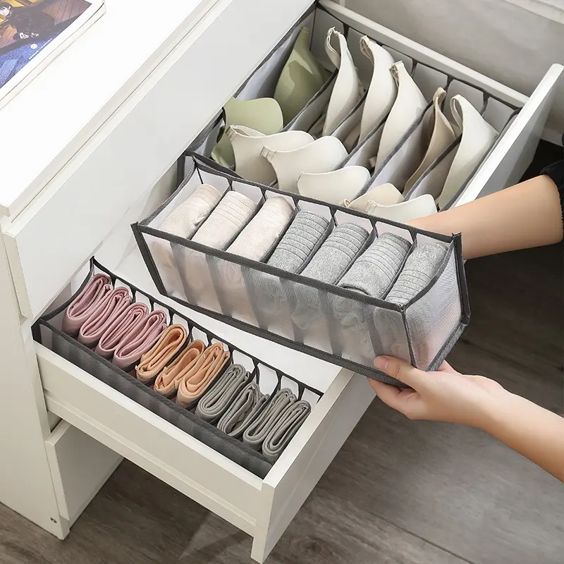 New Nylon Jeans Drawer Underwear Bra Socks Storage Box Foldable Storage Organizer Wardrobe Clothing Storage Bag Divider Closet