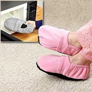 Babouches <span class=keywords><strong>chauffants</strong></span> pour <span class=keywords><strong>micro</strong></span>-onde, chaussures en peluche souples avec bride chauffante - Product Image 2