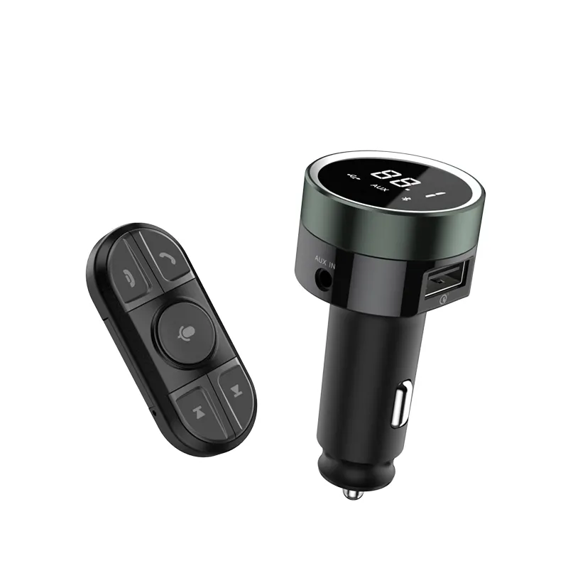 듀얼 USB 충전기 자동차 Mp3 플레이어 화면 디스플레이 자동차 블루투스 5.0 FM 송신기 담배 라이터 원격 제어