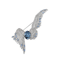 Luxueux Creative Aile Saphir Broche Nouveau Modèle Cuivre Accessoire pour Costume Polyvalent Tendance Personnalité Aile Broche