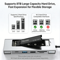 Station d'accueil USB-C de haute qualité et station d'accueil pour ordinateur portable 8 en 1, double hub USB-C pour ordinateur portable