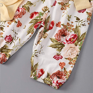 Personalizza morbido pagliaccetto floreale in cotone primavera autunno 3 pezzi Set <span class=keywords><strong>regalo</strong></span> neonato Set <span class=keywords><strong>di</strong></span> vestiti per neonato Set <span class=keywords><strong>di</strong></span> abbigliamento per bambini - Product Image 6