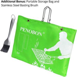 PENOBON Fish Grilling <b>Basket</b> Stainless Steel Foldable <b>Rectangular</b> BBQ Grill <b>Basket</b> for Vegetables Shrimp Cooking Barbecue - Product Image 6