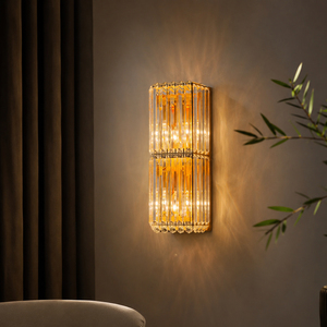 Modern Crystal Wall <b>Sconce</b> Brass Wall Lamp with K9 Crystal LED Amber Shade Luxury Bedroom Living Room Hallway Hotel - Product Image 1