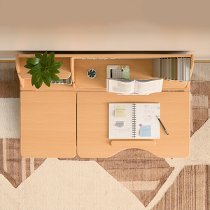 Escritorio de madera ajustable en altura eléctrica ergonómica XiangHe para niños crecimiento amigable con estantería para edades 3-12 para uso en dormitorio - Product Image 3