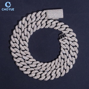 925 Silver Full Paved Moissanite 18MM Cuban Link <b>Chain</b> Hip Hop Necklace Bracelet <b>Iced</b> <b>Out</b> Jewelry Miami Necklace for Men Women - Product Image 1