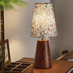 2025 New Style Elegant Floral Print Mini <b>Table</b> Lamp High-Value Vintage Style Dome Shade 3 Color Master Bedroom <b>Bedside</b> Dimmable - Product Image 5