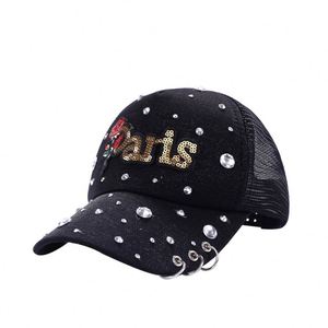 Nueva Gorra de Béisbol de Lona de 6 Paneles con Letra, Anillo de Hierro, Algodón Mercerizado y Diamante de Punta, Estilo Marinero, Protección Solar, para Ocio al Aire Libre - Product Image 4