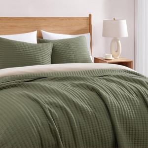 Copriletto copriletto verde muschio biancheria da letto per tutte le stagioni con 2 cuscini Shams adatti per letto, divano - Product Image 4