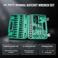 Jeu d'outils à cliquet Bayley 46 pièces, douilles multi-tailles 72 dents, poignée antidérapante, coffret rigide, usage industriel/bricolage, entraînement 1/4 pouce, acier à haute teneur en carbone